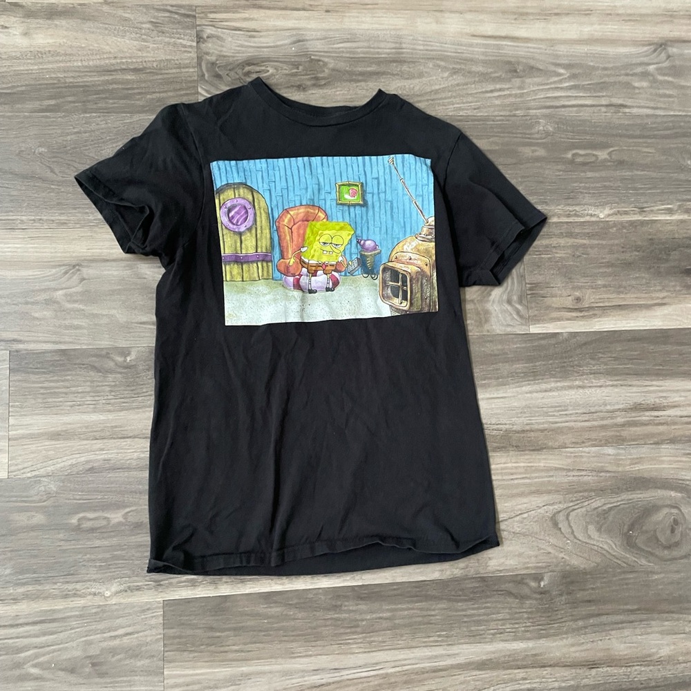 Black Short Sleeve Tee with Graphic Print